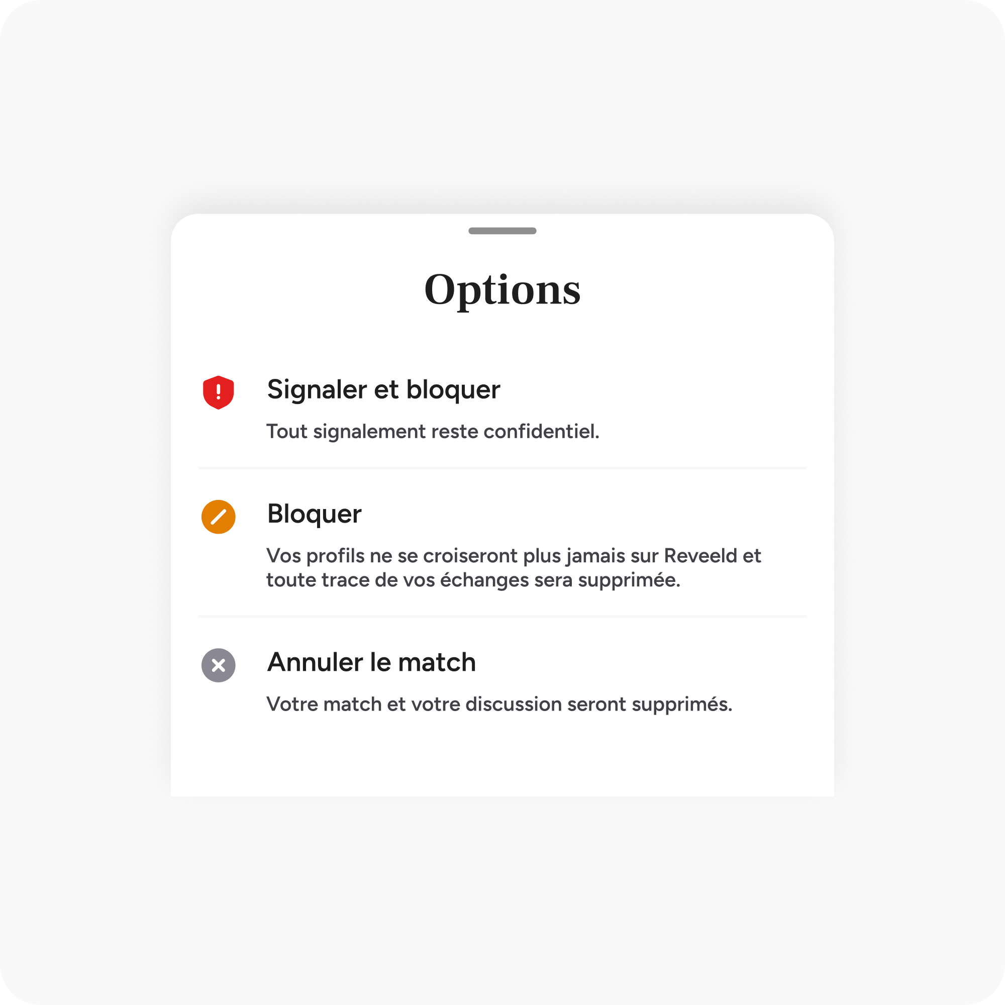 Options de sécurité Reveeld
